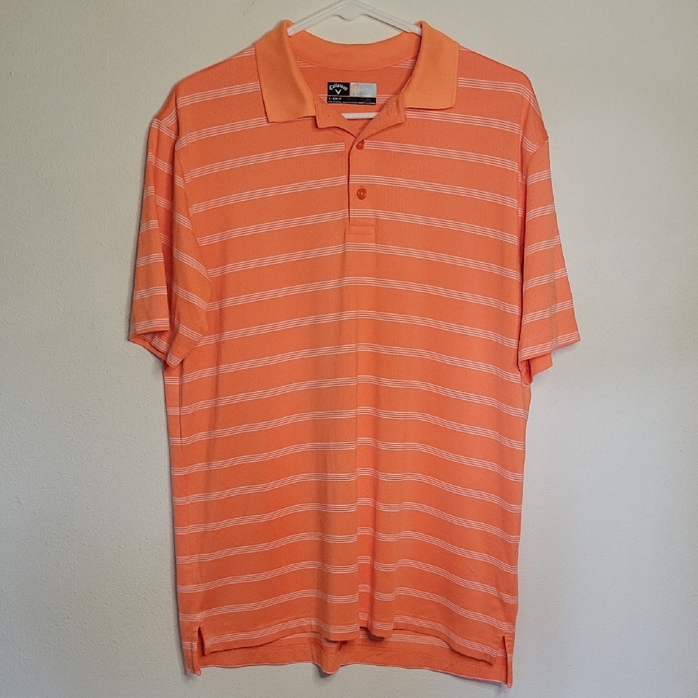 Callaway Orange Polo Shirt with Classic Stripes